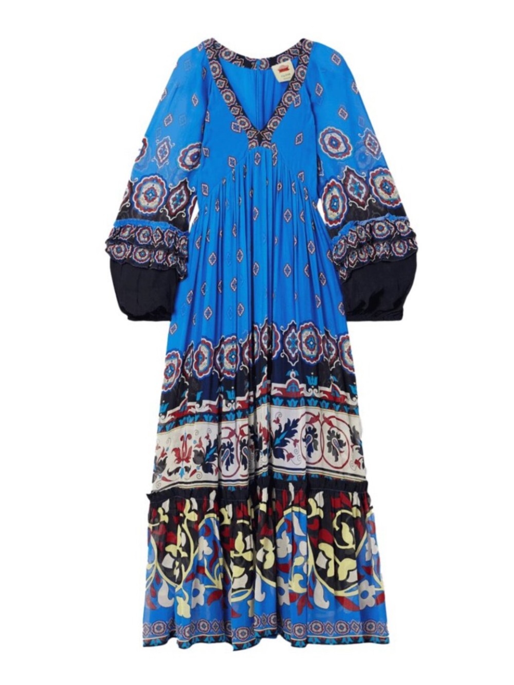 FARM Rio Blue Multicolor Boho Maxi Dress